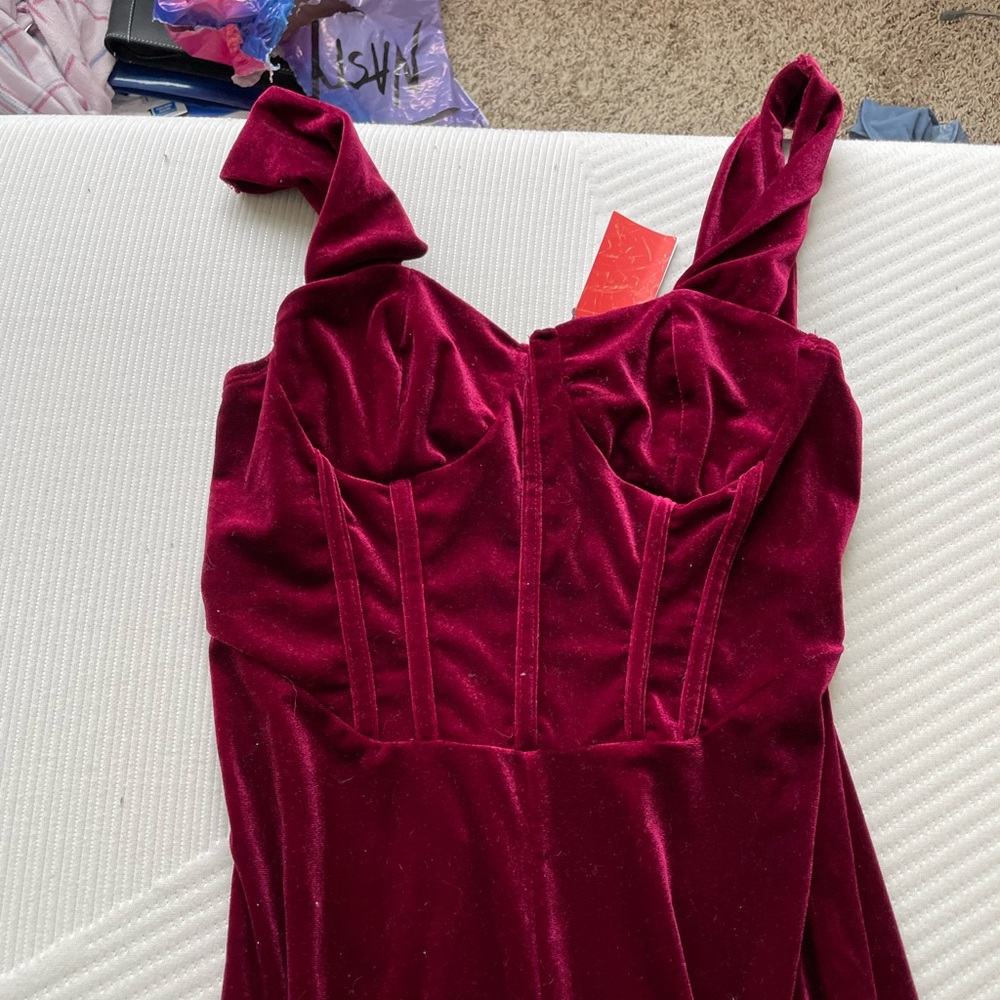 Red velvet jumpsuit
